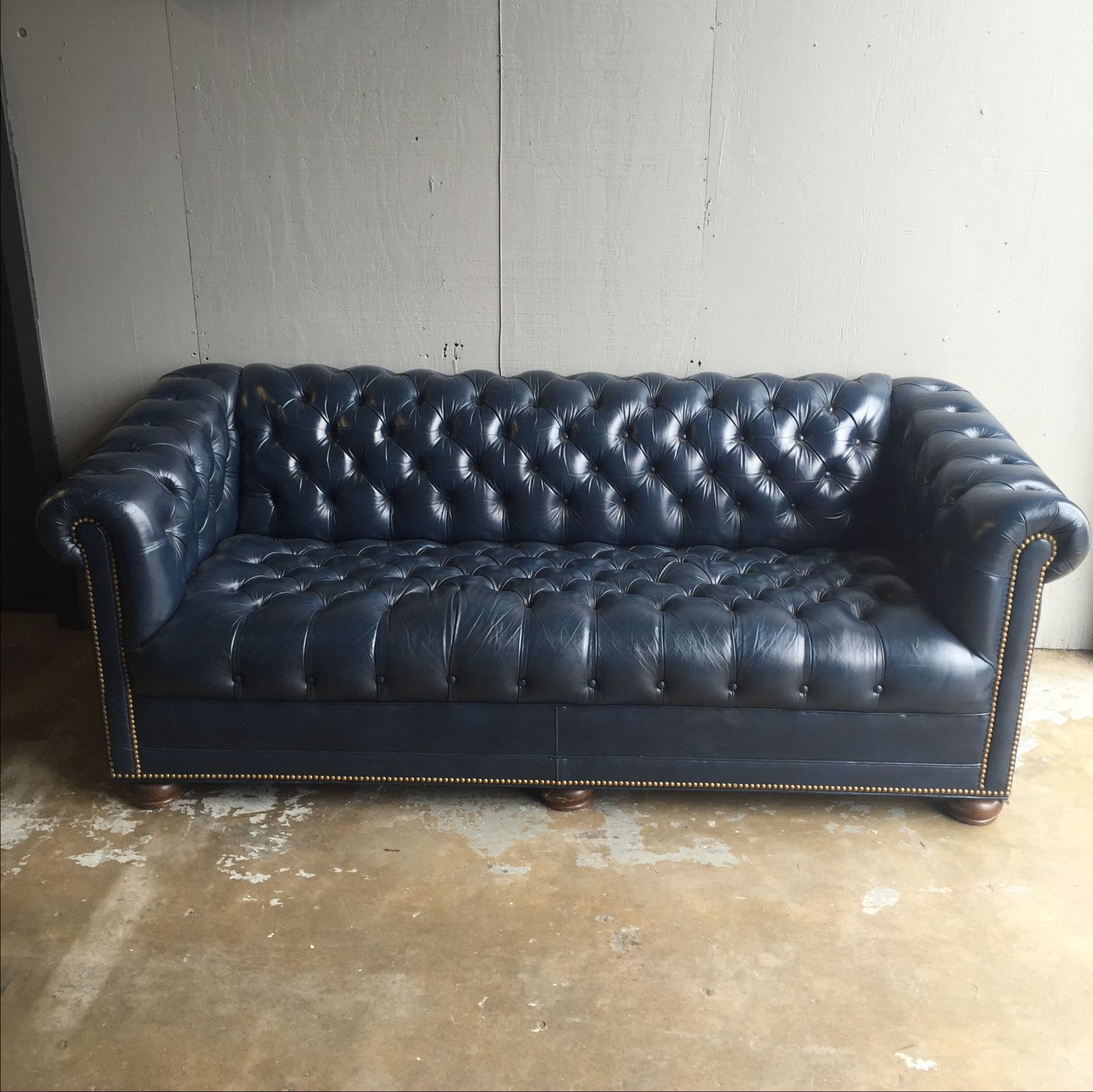 Vintage Navy Blue Leather Tufted Chesterfield Sofa Chairish Vintage Navy Blue Leather Tufted Chesterfield Sofa Chairish